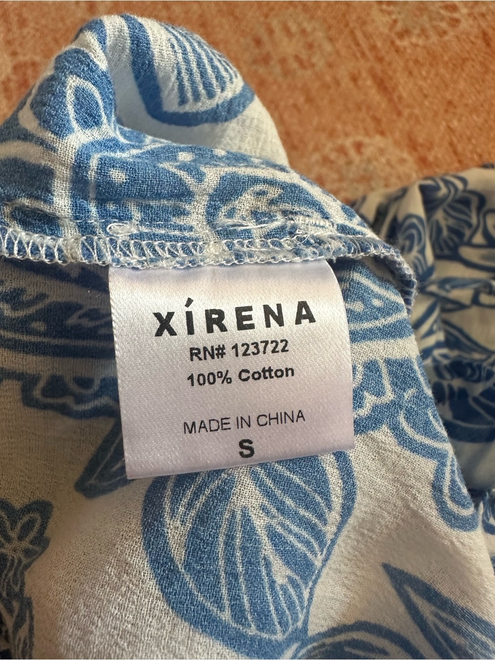 NWT Xirena Talin pant Santorini paisley print blue and white size S 100% cotton - Picture 3 of 8